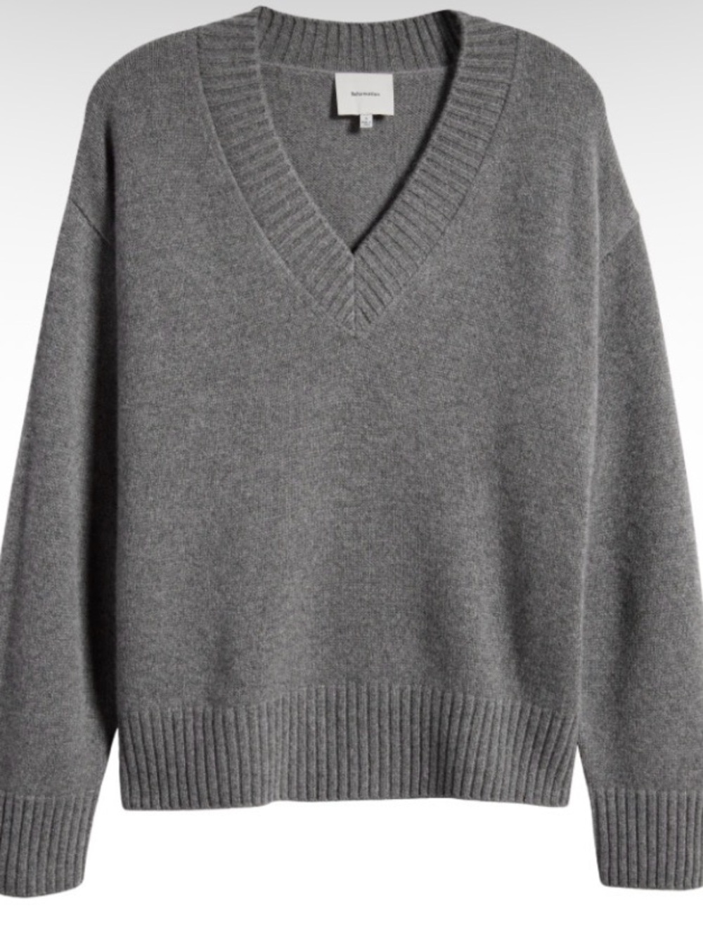 Reformation Grey V-Neck Cashmere Sweater - Size S